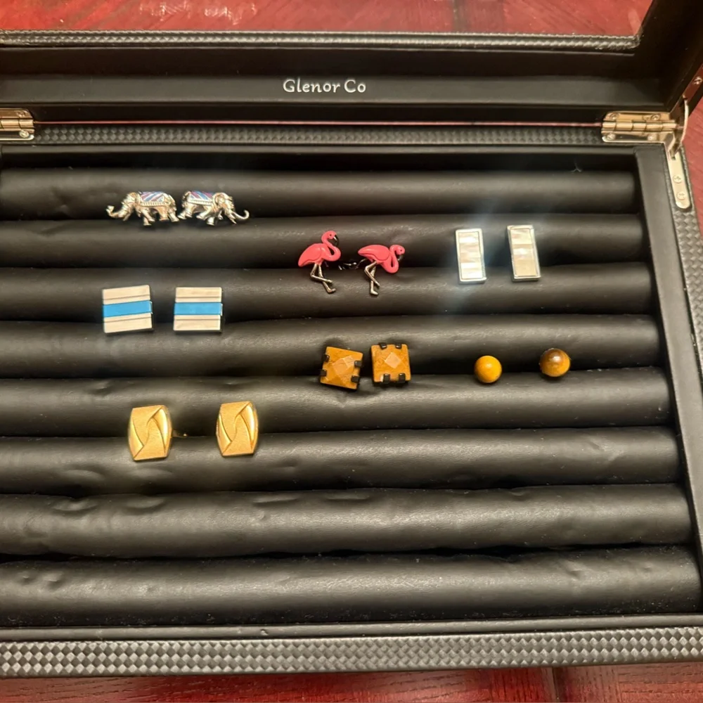 Bundle of 6 Cufflinks and Studs Set with case..pink flamingo no longer available